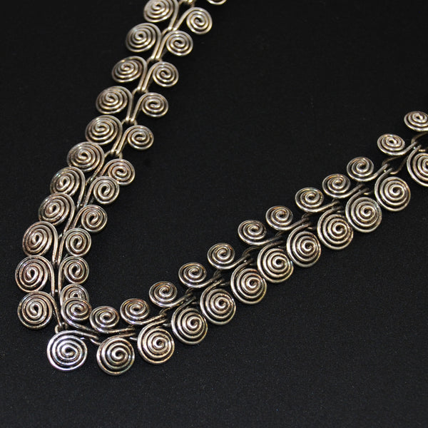 Sterling Silver Spiral Coil Necklace Estate Beads & Jewelry
