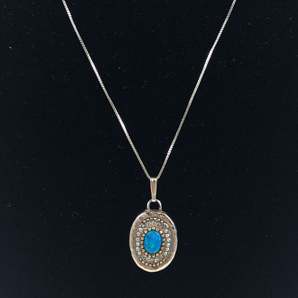 Orit Schatzman Opal Pendant Necklace Sterling Silver
