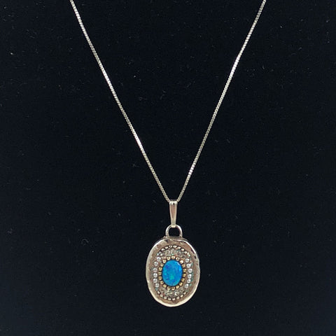 Orit Schatzman Opal Pendant Necklace Sterling Silver
