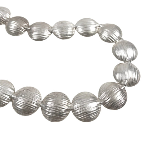 Handmade Sterling Silver Ribbed Puffy Beads