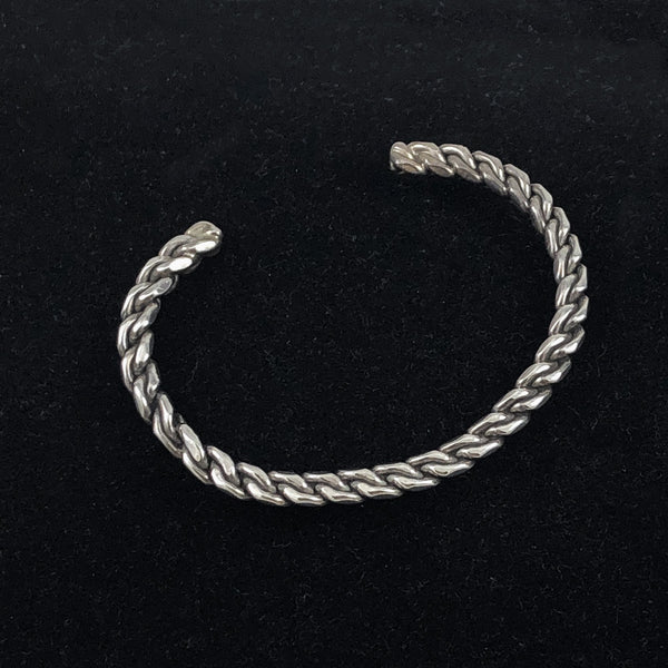 Sterling Silver Woven Braided Cuff Bracelet Vintage