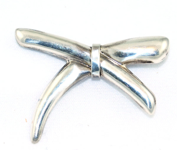 Huge Vintage Bow Brooch, Large Antique Taxco Sterling Silver Bow