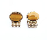 Tigers Eye Fold Over Cuff Link Set 1970's