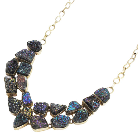 Titanium Druzy Cluster Sterling Necklace