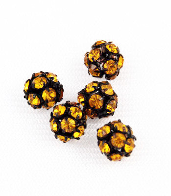 Jet Black & Topaz Rhinestone Crystal AB 8mm Balls