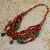 African Red Trade Bead Necklace