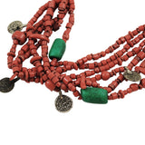 Red African Trade Bead & Coin Necklace