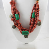 African Trade Bead & Berber Coin Necklace