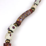 African Millefiori Elbow Trade Bead & Brass Antique 