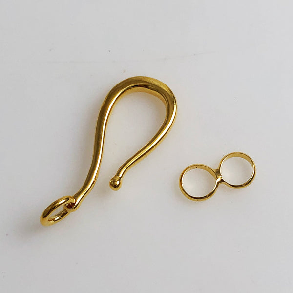 Large Vermeil Hook & Eye Clasp Sterling Gold