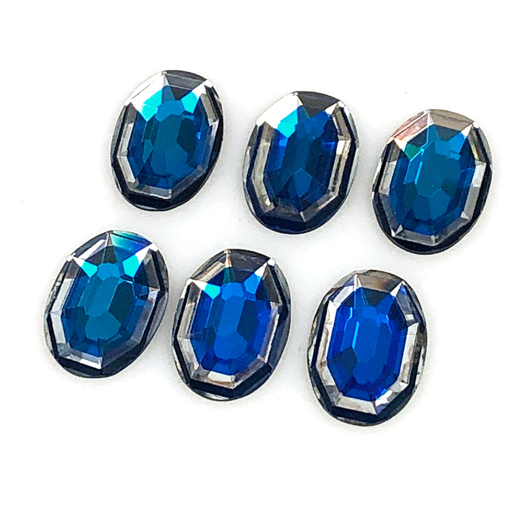 West German Blue Rhinestone Ovals-Silhouette