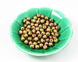 Cloisonne Yellow Round Beads Vintage Chinese in green bowl