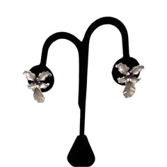 Silver Orchid Screw Back Earrings by Bugbee & Niles