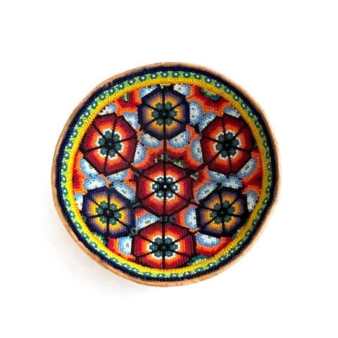 Huichol Mexico Vintage Beaded Gourd Bowl