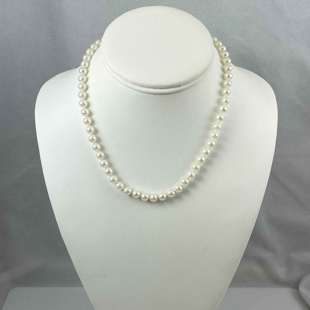 White Glass Pearl Knotted 6mm Necklace by Carolee