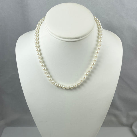 White Glass Pearl Knotted 6mm Necklace by Carolee