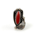 Old Pawn Red Coral Navajo Ring Size 6.25