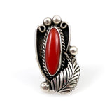 Red Coral Navajo Ring Sterling Vintage