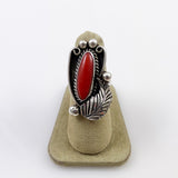 Old Pawn Red Coral Navajo Ring 