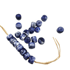 African Trade Beads Kancamba Navy Blue & White Glass (6)
