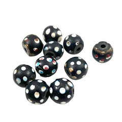 Antique Black White Venetian Skunk Trade Beads (12)