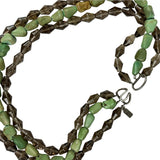 Turquoise & Smoky Quartz Bead Necklace Three Strand Signed Joel