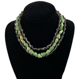 Turquoise & Smoky Quartz Bead Necklace Three Strand Signed Joel