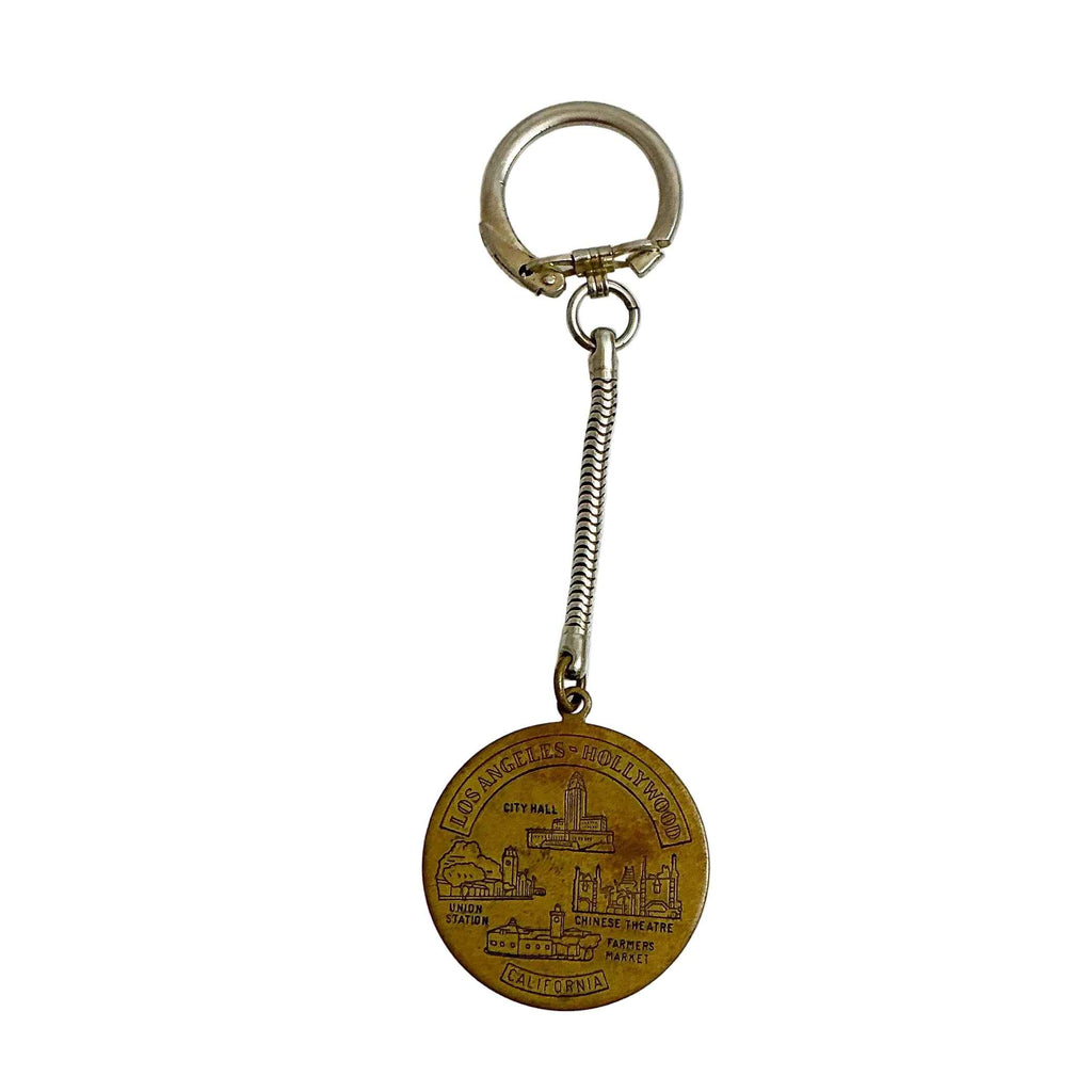 Vintage Los Angeles Hollywood  Brass Keychain