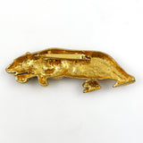 Vintage gold leopard brooch large