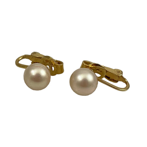Majorica Gold Filled Pearl Earrings Clip On Vintage