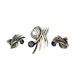 Sterling Alexandrite Brooch & Earrings Mexican 1950's
