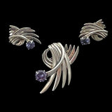 Miguel Melendez Sterling Alexandrite Brooch & Earrings Mexican