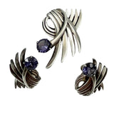 Miguel Melendez Sterling Alexandrite Brooch & Earrings 1950's
