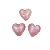 Pink Silver Foil Glass Heart Beads Pendants