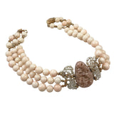 Italian Triple Strand Coral Choker Necklace Vintage