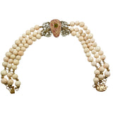 Italian Triple Strand Coral Choker Necklace RiBi
