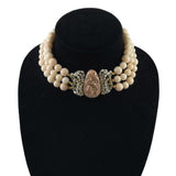 Italian Triple Strand Coral Choker Necklace RiBi