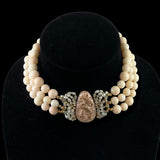 Italian Triple Strand Coral Choker Necklace RiBi