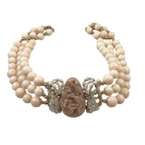 Italian Triple Strand Coral Choker Necklace RiBi