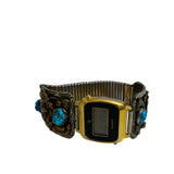 Texas Instruments Gold Quartz Watch TI3H Men's Turquoise Band