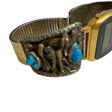 Texas Instruments Gold Quartz Watch TI3H Men's Turquoise Band