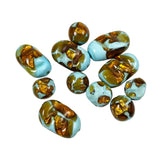 Turquoise and Gold Large Lamp Work Beads