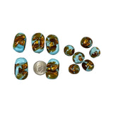 Turquoise and Gold Large Lamp Work Beads