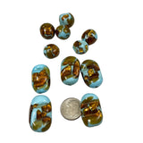Turquoise and Gold Large Lamp Work Beads