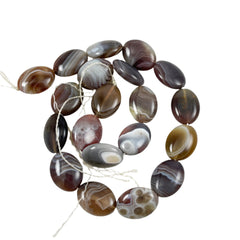 Banded Agate Flat Oval Beads 20mm