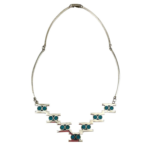 Turquoise Necklace Choker Mexican Alpaca
