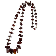Antique Baltic Amber Chip Necklace Gold Wire