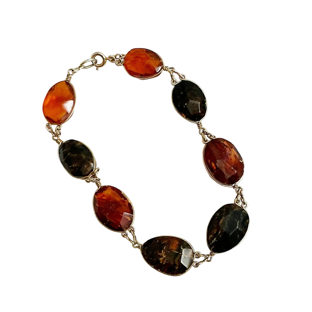 Amber Faceted Bead Bracelet Mixed Colors