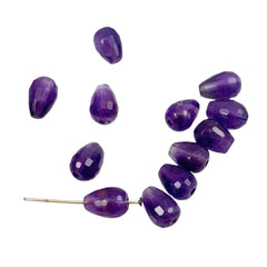 Amethyst Faceted Teardrop Beads (6)