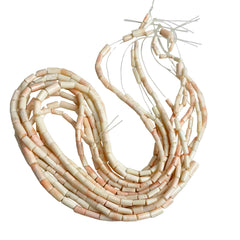 Italian Angel Skin Coral Graduated Tube Beads Vintage